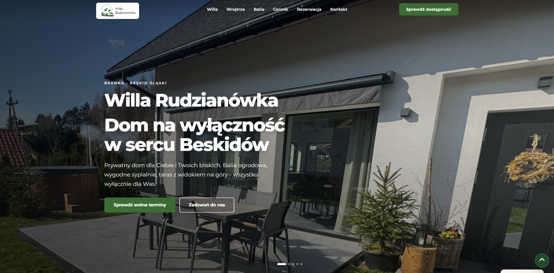 Strona internetowa Willi Rudzianówka jako przykład wdrożenia WEB+